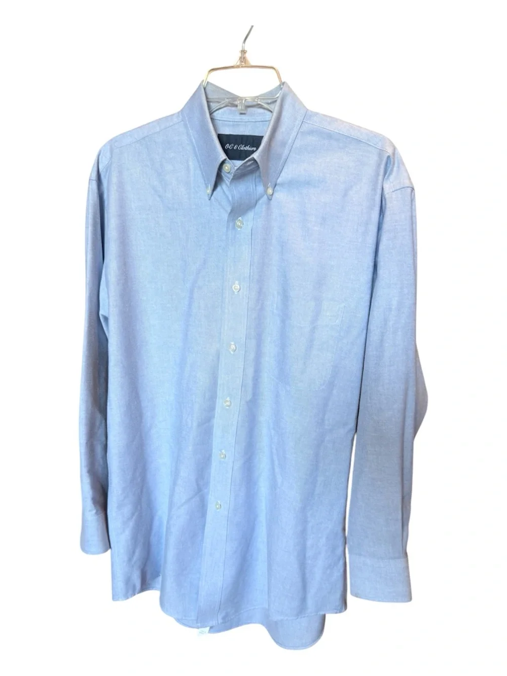 OC & Clothiers Men's Light Blue Textured Dress Shirt - Size 15.5 32/33